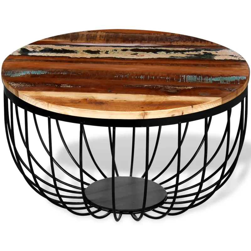 Table Basse en Bois de Récupération Type Industriel