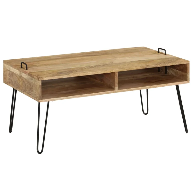 Table Basse en Bois de Manguier et Acier Rectangulaire