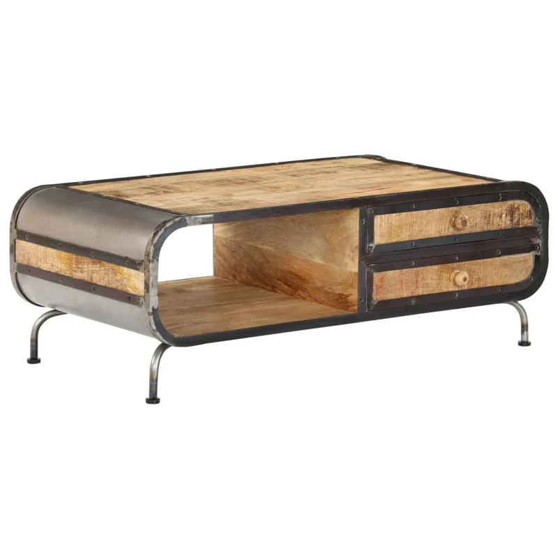 Table Basse en Bois de Manguier et Fer