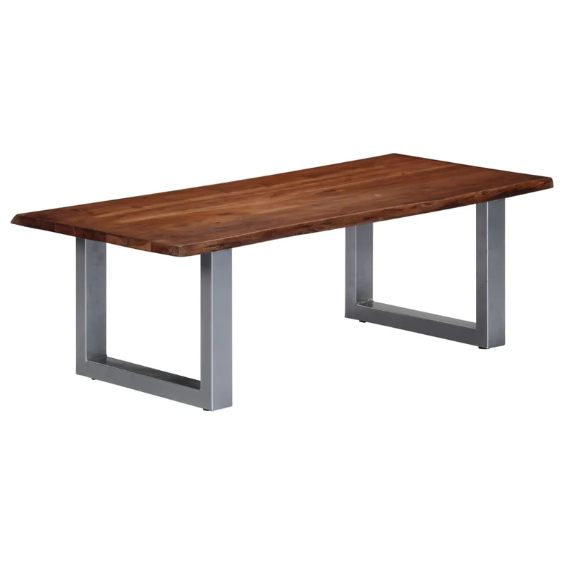 Table Basse Élégante en Bois et Cadre en Fer Gris Anthracite