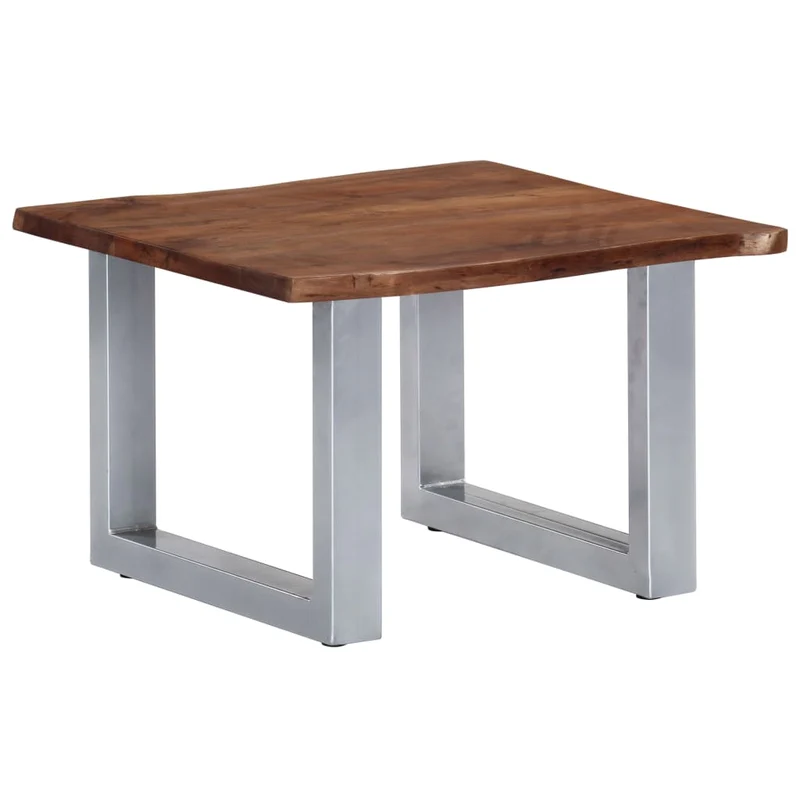 Table Basse Élégante en Bois et Cadre en Fer Gris Anthracite
