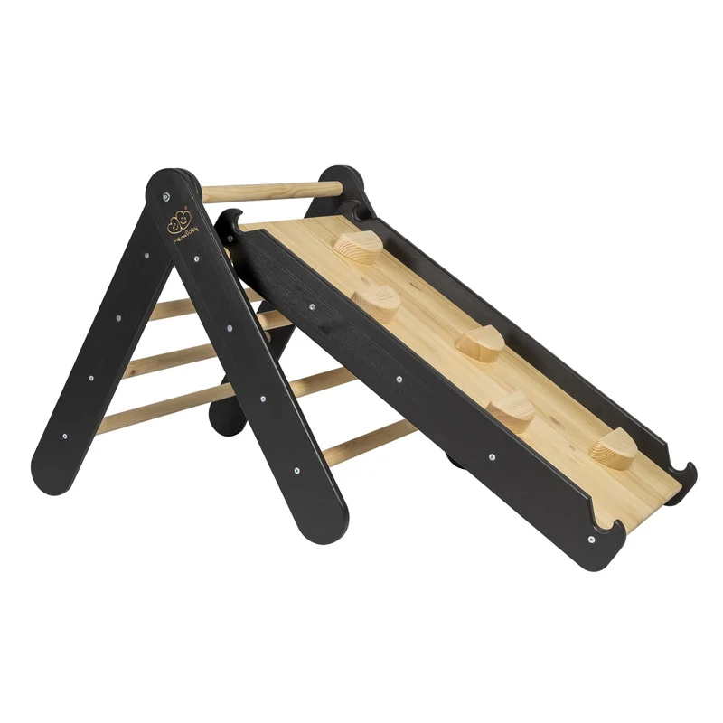 Triangle Pikler avec toboggan en bois et noir MeowBaby