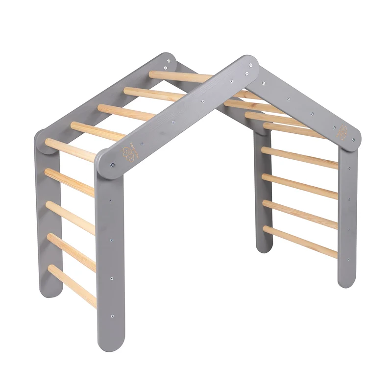 Pikler Triangle Large pour enfant bois et gris MeowBaby