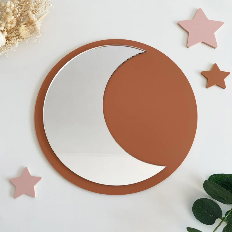 Miroir lunaire en acrylique - Plusieurs couleurs et tailles disponibles