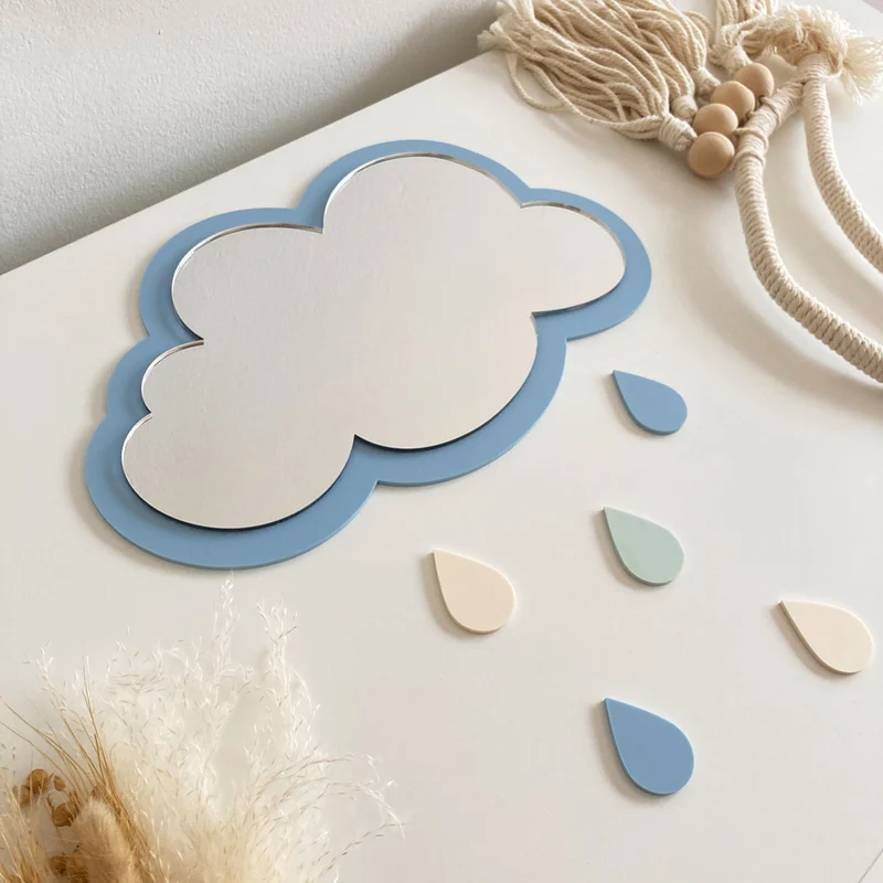Miroir Cloud and Drops en acrylique - Plusieurs couleurs et tailles disponibles