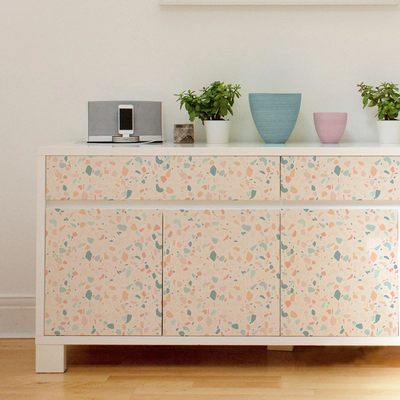 Papier Adhésif Crème Terrazzo Coloré
