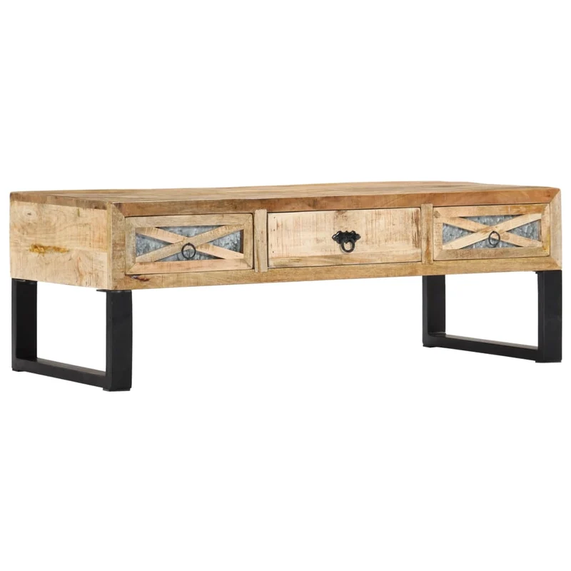Table Basse Bois Massif Métal au Style Indus