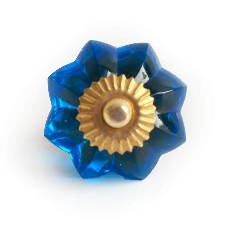 Bouton étoile en verre bleu