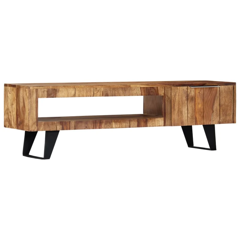 Meuble TV en Acier et Bois Massif au Style Industriel