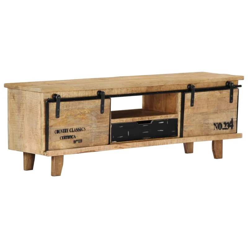 Meuble TV en Bois Massif au Style Industriel