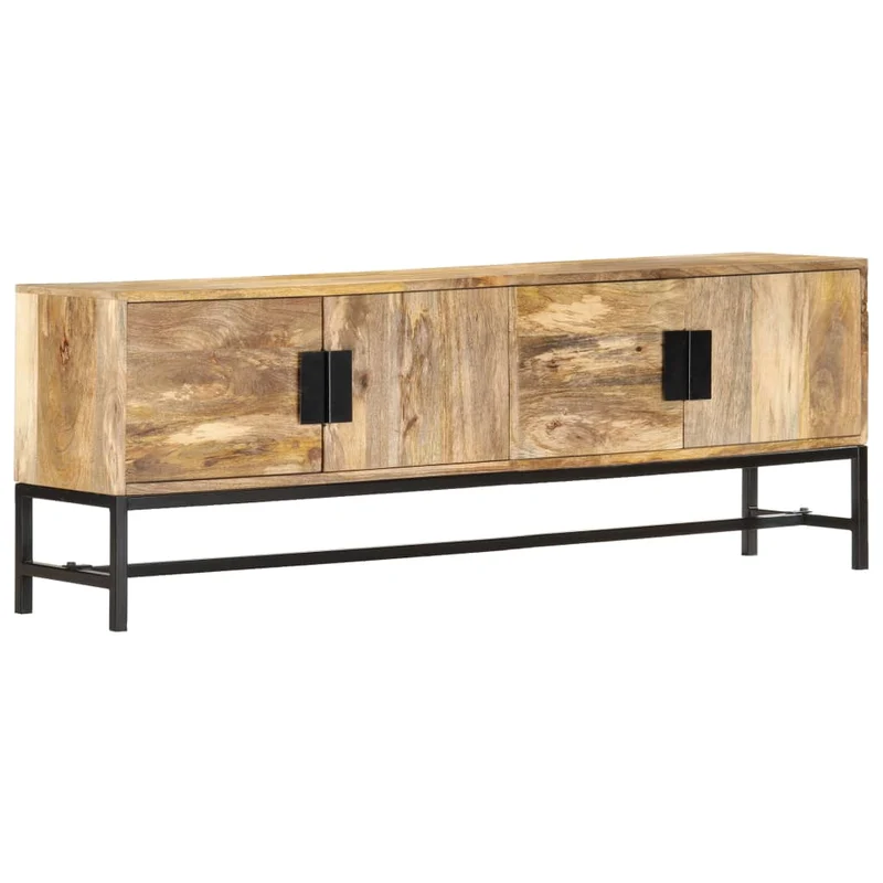 Meuble TV en Bois Massif et Style Industriel 140 cm