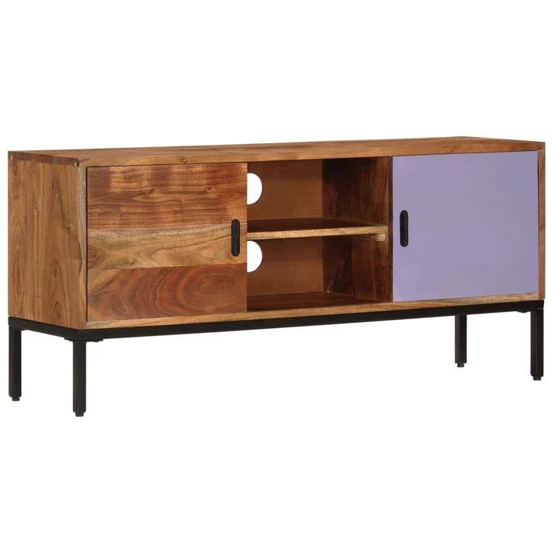Meuble TV en Bois d'Acacia et Gris