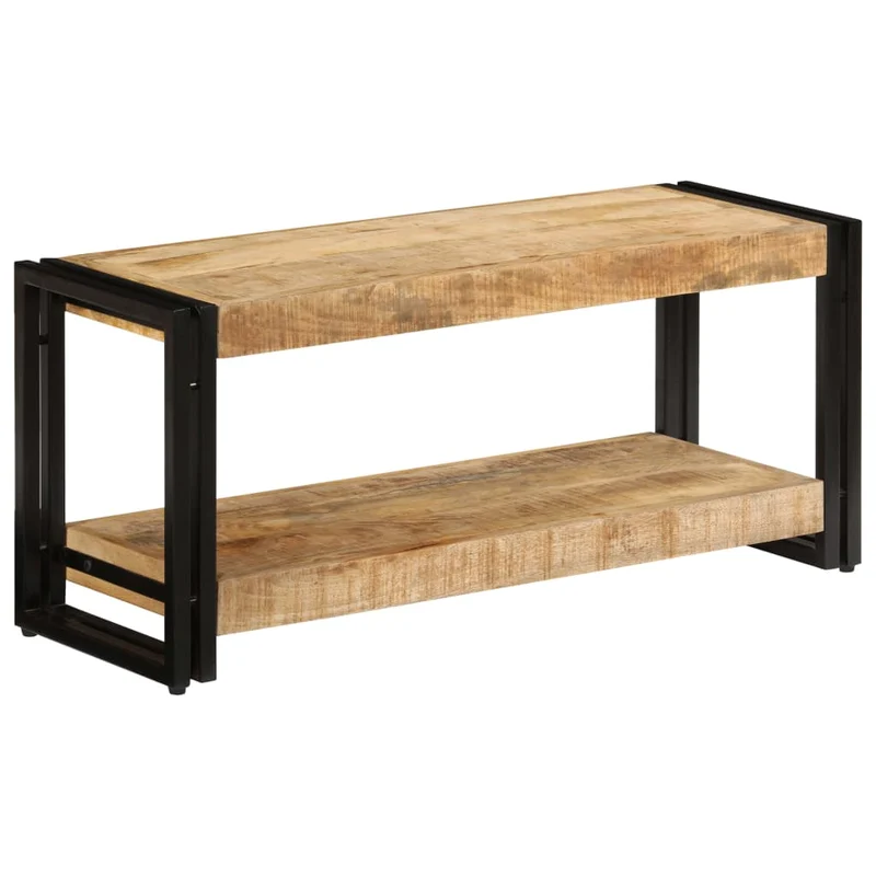 Banc Meuble TV Élégant en Bois Massif et Métal Noir