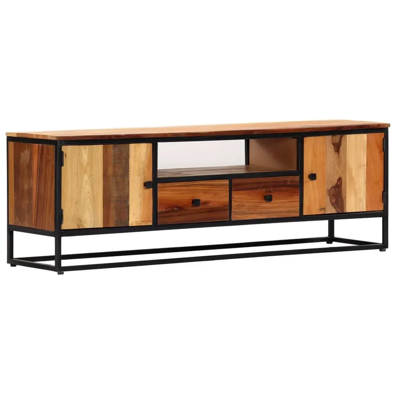Meuble TV en Bois de Récupération et Cadre Acier