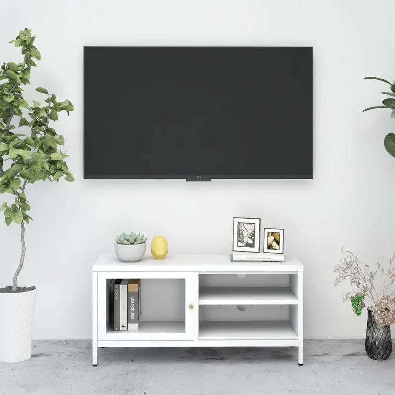 Meuble TV en acier et verre moderne