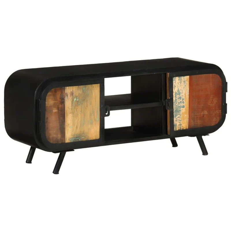 Meuble TV en Bois de Récupération et Fer Noir
