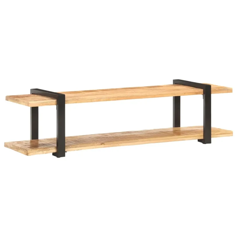 Meuble TV Double Plateau en Bois Massif Brut