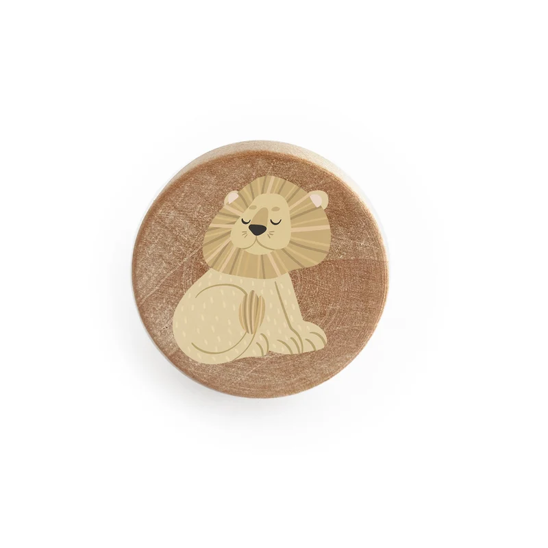 Bouton en bois avec design Lazy Jungle en relief - Plus de designs disponibles