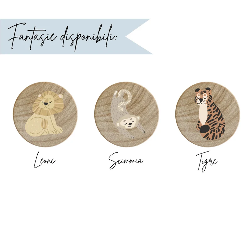 Bouton en bois avec design Lazy Jungle en relief - Plus de designs disponibles