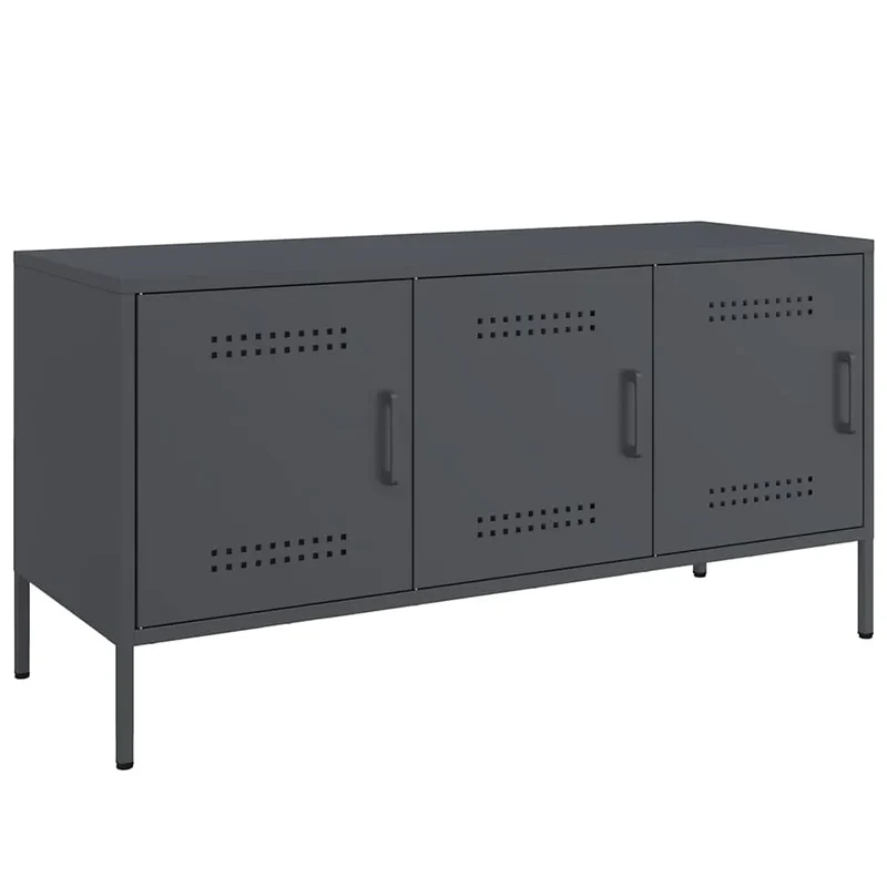 Meuble TV en acier avec porte au style industriel