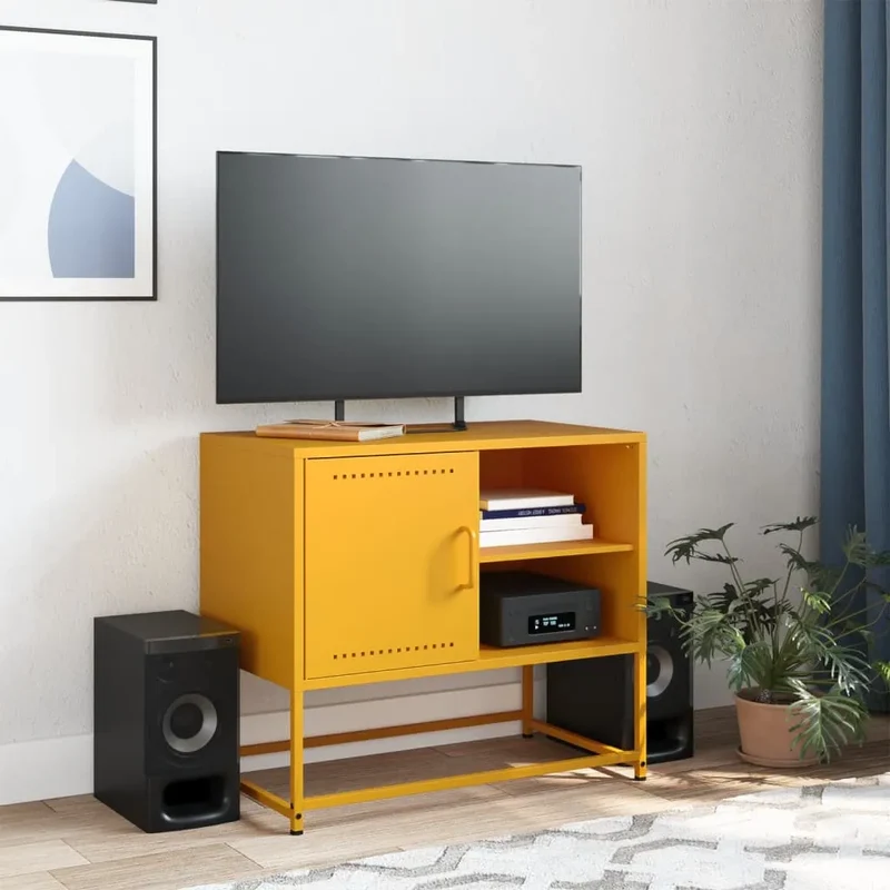 Meuble TV Moderne en Acier Anthracite