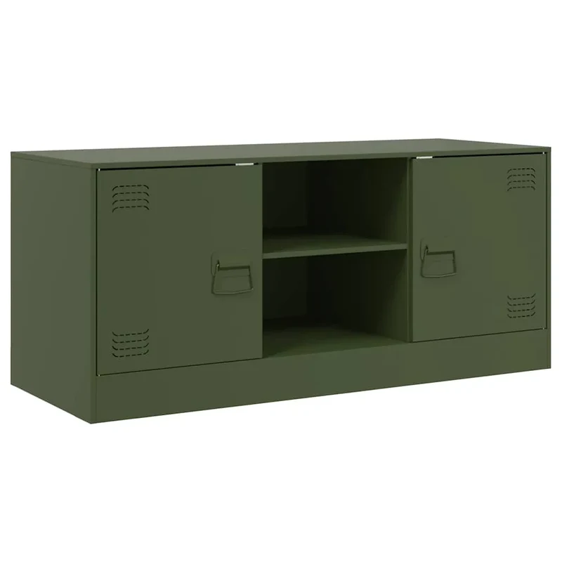 Meuble TV Industriel en Acier Olive