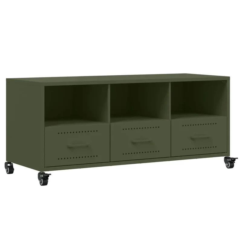 Meuble TV Olive en Acier au Style Industriel