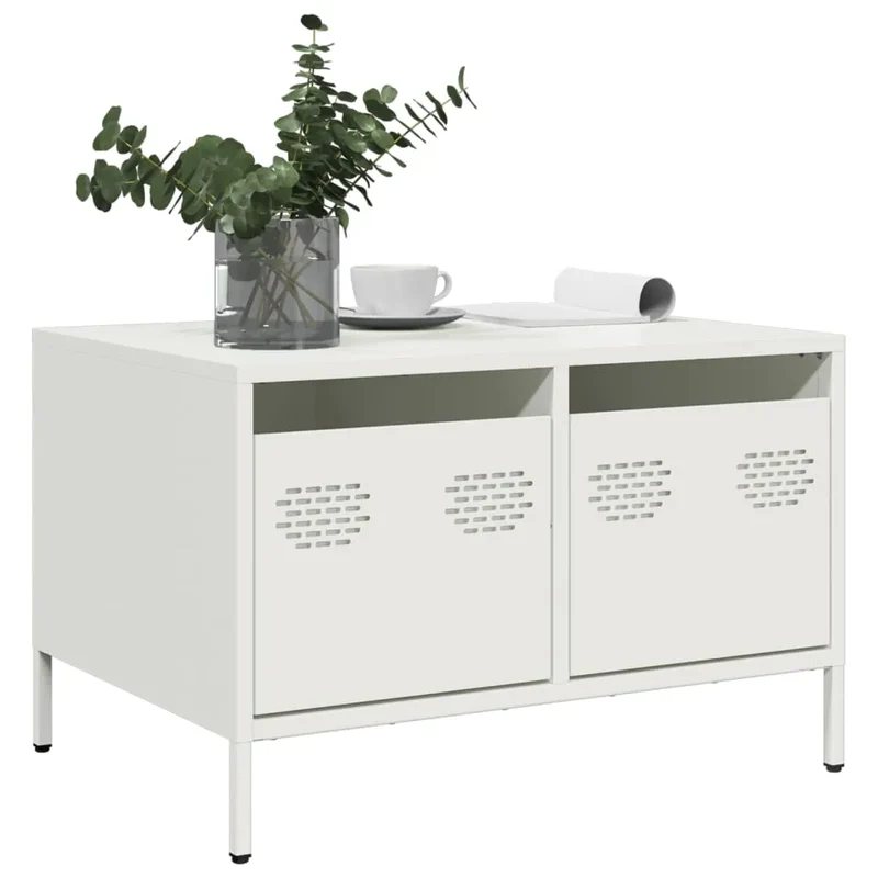 Meuble TV en Acier Blanc au Style Industriel