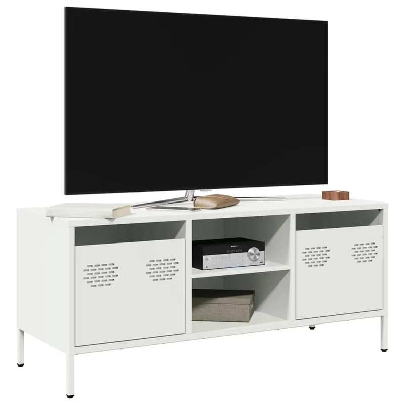 Meuble TV en métal blanc au style industriel