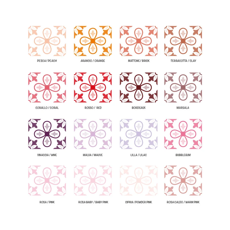 Stickers de sol rectangulaires Malaga 20 x 25 cm - Lot de 14 stickers - Plusieurs couleurs disponibles