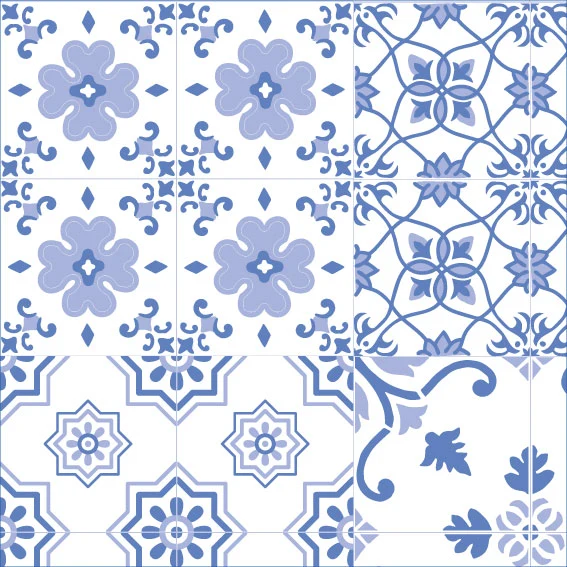 Vinyle Carrelage Bleu 88x200 cm
