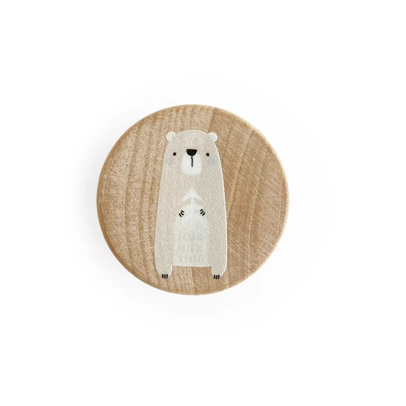 Bouton en bois avec motif Woodland Friends en relief - Plus de motifs disponibles