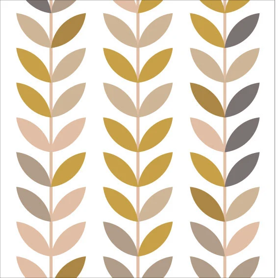 Tissu 91x201cm avec des feuilles vintage multicolores