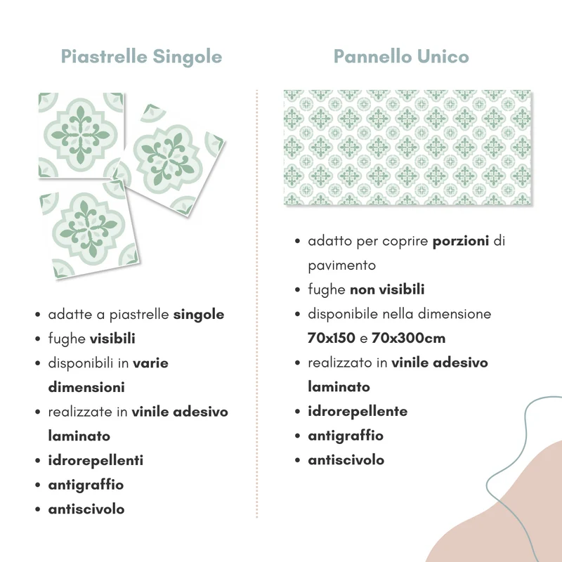 Autocollants de carrelage de sol Séville - Plusieurs couleurs et tailles disponibles