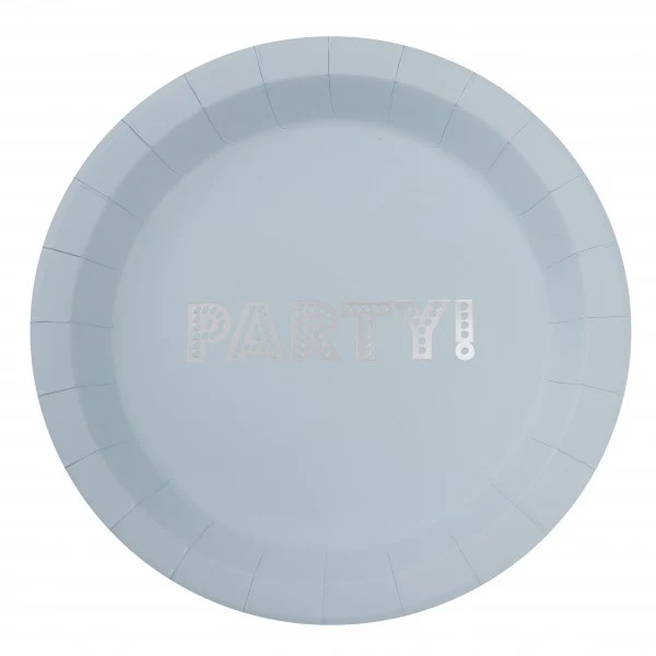 Assiettes en papier bleu et argent