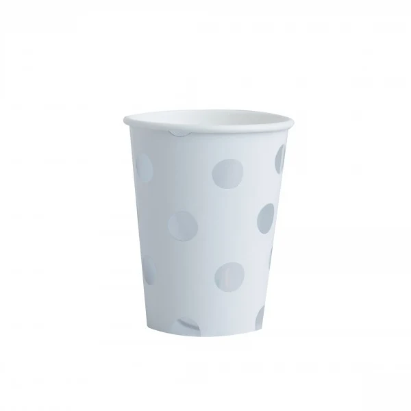 Gobelets en papier à pois argentés