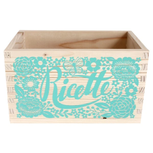 Boîte en bois à la menthe pour recettes avec diviseurs