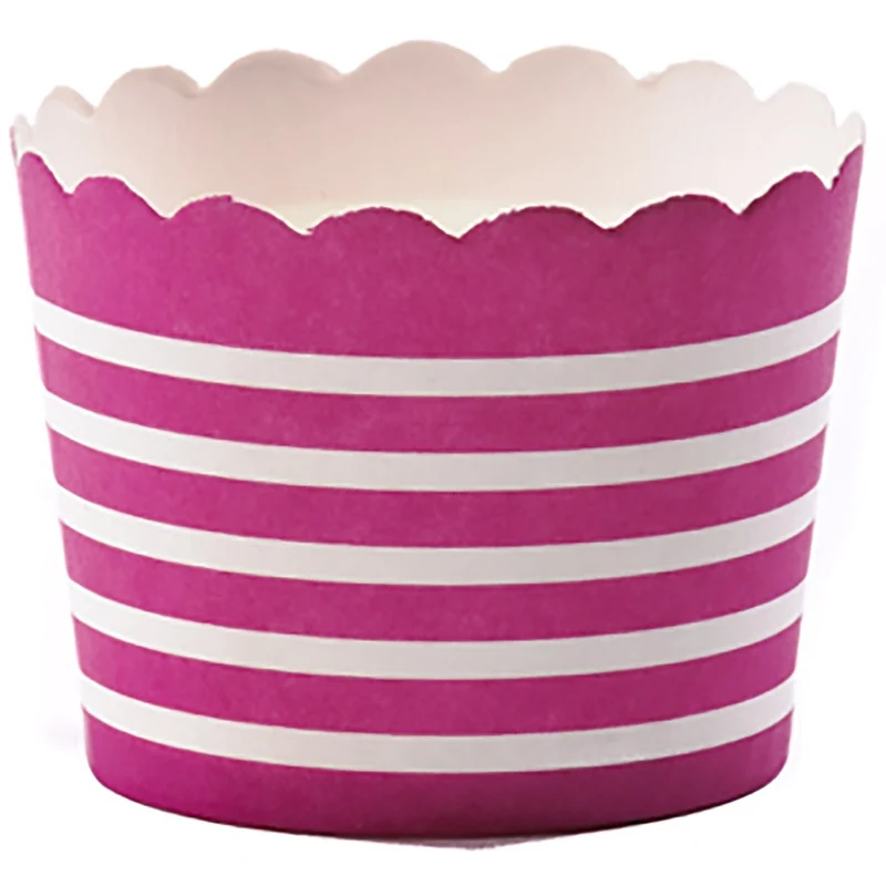 Petite tasse au four fuchsia à rayures blanches