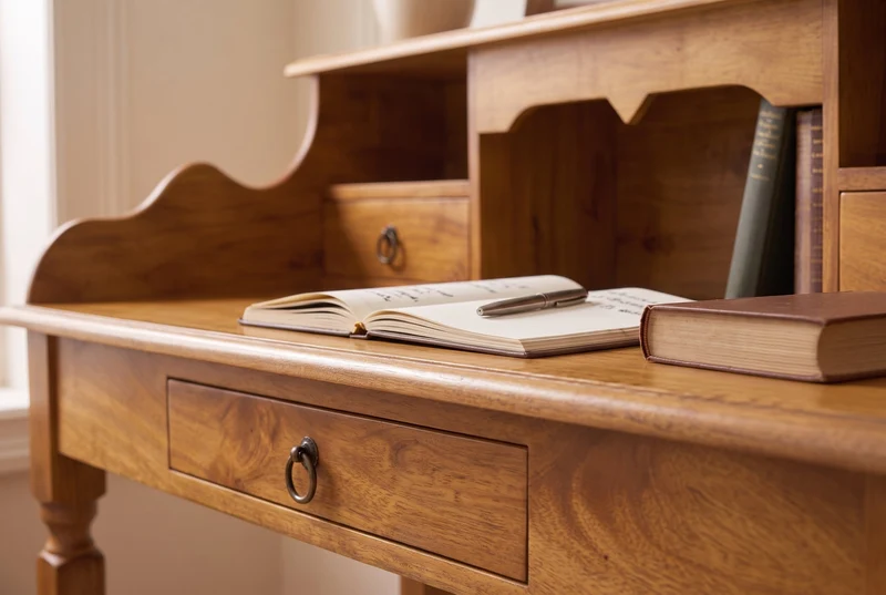 Secrétaire design HEMINGWAY L 115cm bureau en manguier marron finition miel