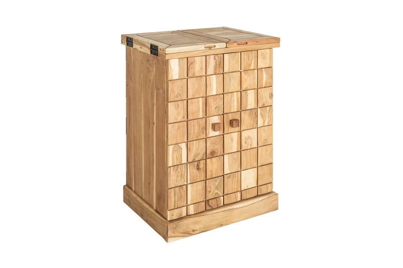 Meuble bar artisanal MOSAICO 130cm en bois d’acacia massif effet 3D