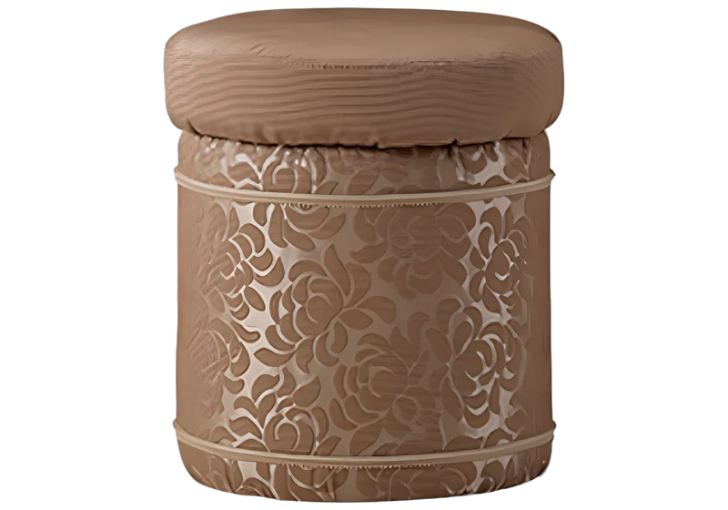 Pouf de chambre rond tapissé tissu - Liberty