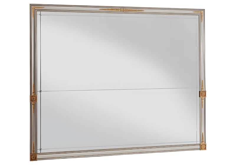 Grand miroir mural rectangulaire cadran blanc et doré - Liberty