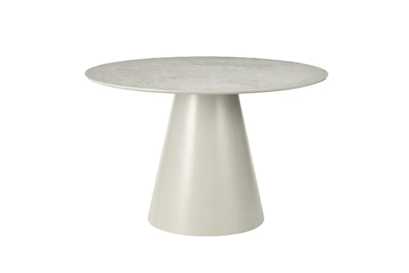 Table à manger ronde EN VOGUE 120cm design béton gris mat avec piètement colonne