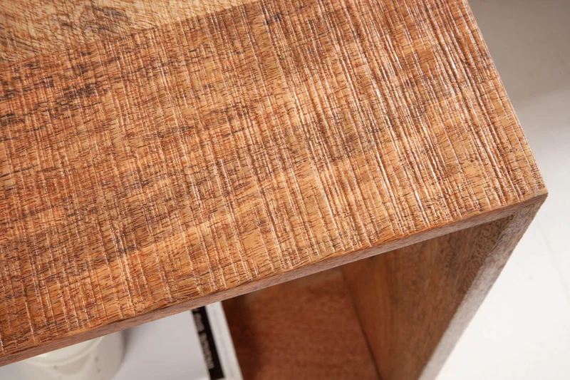 Table d'appoint artisanale MAKASSAR 45cm en bois de manguier naturel et bois massif, table de chevet étagère