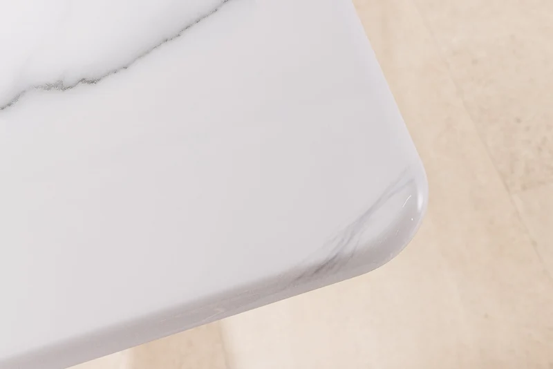 Table basse moderne ART LIVING 130cm marbre blanc céramique champagne or brossé