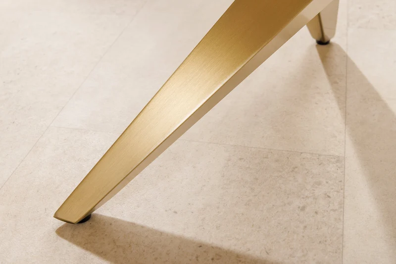 Table basse moderne ART LIVING 130cm marbre blanc céramique champagne or brossé