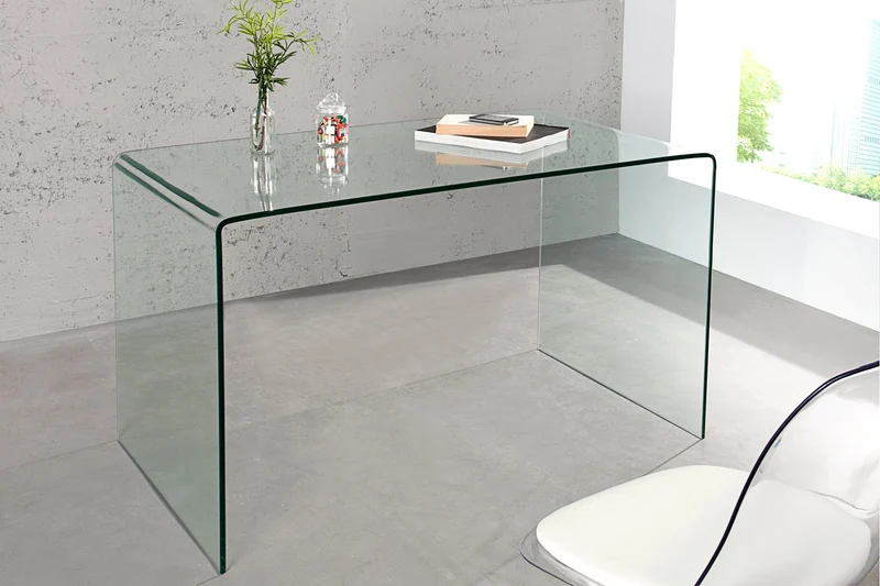 Bureau en verre extravagant FANTOME 120cm table à manger transparente table tout en verre