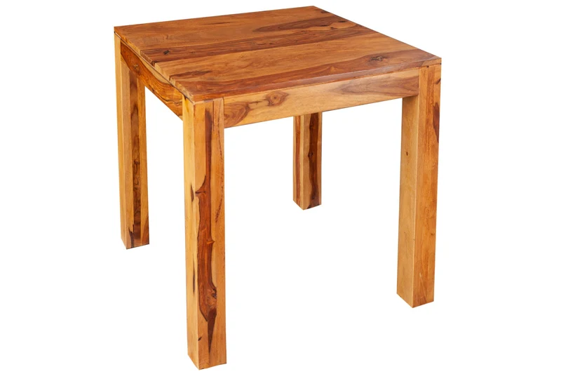 Table à manger carrée en bois massif PURE 70 cm, finition pierre de Sheesham marron