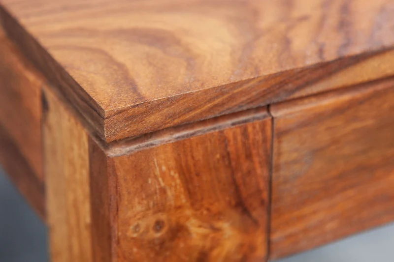 Table à manger carrée en bois massif PURE 70 cm, finition pierre de Sheesham marron