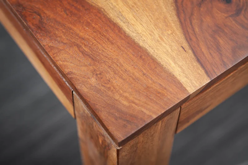 Table à manger carrée en bois massif PURE 70 cm, finition pierre de Sheesham marron
